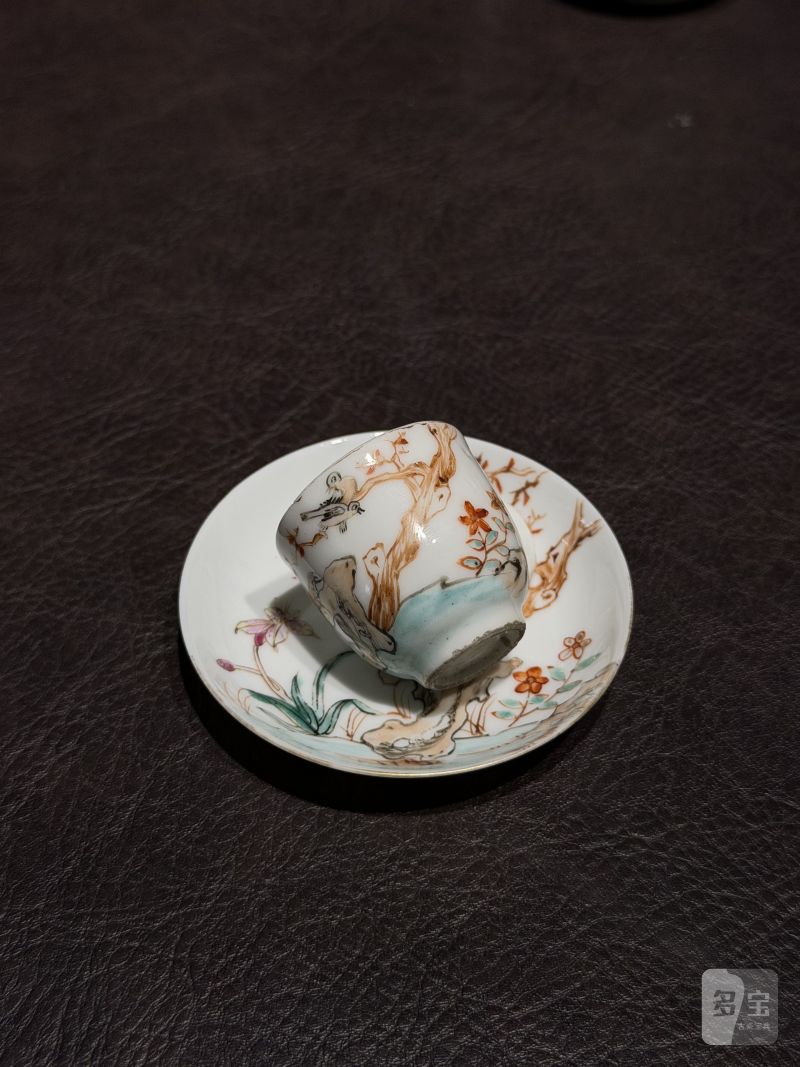 清乾隆 粉彩花鸟纹茶具一套25件 - 图139